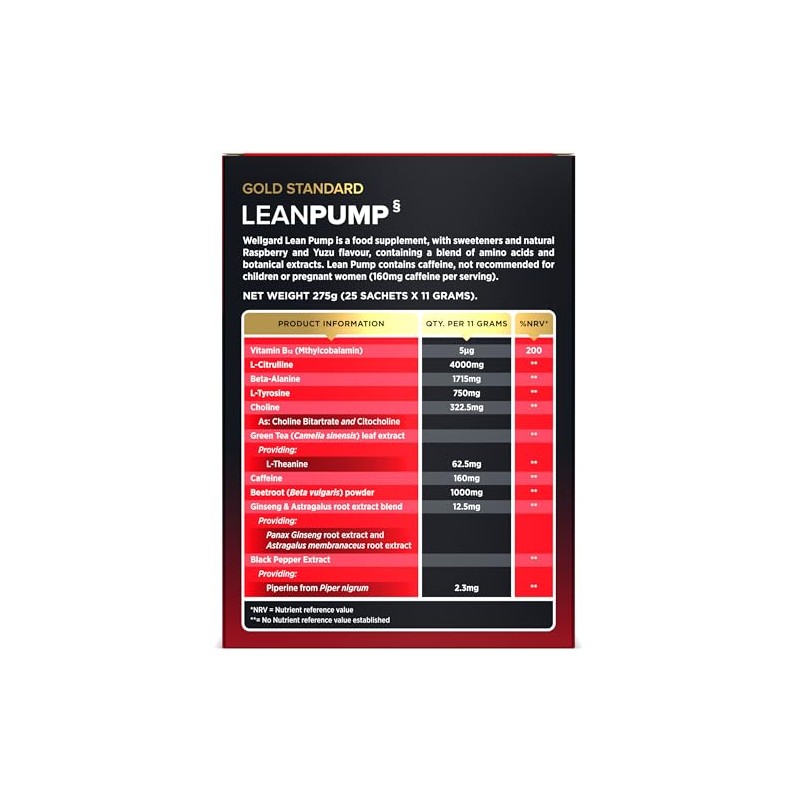 Wellgard Lean Pump - Advanced Pre Workout Powder, Pump Matrix
