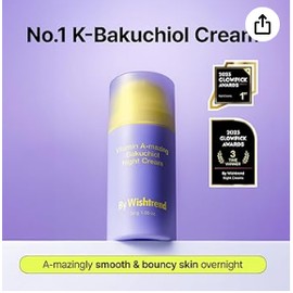 BY WISHTREND] Vitamin A-mazing Bakuchiol Retinal Night Cream, Retinol Alternative, Slow Aging, Skin Smoothing, Pore Refining, Anti-Wrinkle, Sensitive skin 1.05 oz