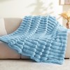 BEDELITE Faux Rabbit Fur Blanket, Luxurious 3D Striped Spring Blanket