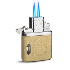 SOMGEM Torch Lighter Butane Fuel Refillable, Cool Pocket Lighters Insert Double/Dual Jet Flame for Classic Lighter Case, Windproof Lighter Inserts with Visable Tank Window, Great Gift for Him