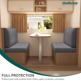 Gollense RV Dinette Cushion Covers, Stretch Camper Dinette Cushion Covers, Sectional Replacement RV Seat Covers for Travel Trailer Couch - Includes 2 Backrest Cover & 2 Bench Cover (Dark Grey)