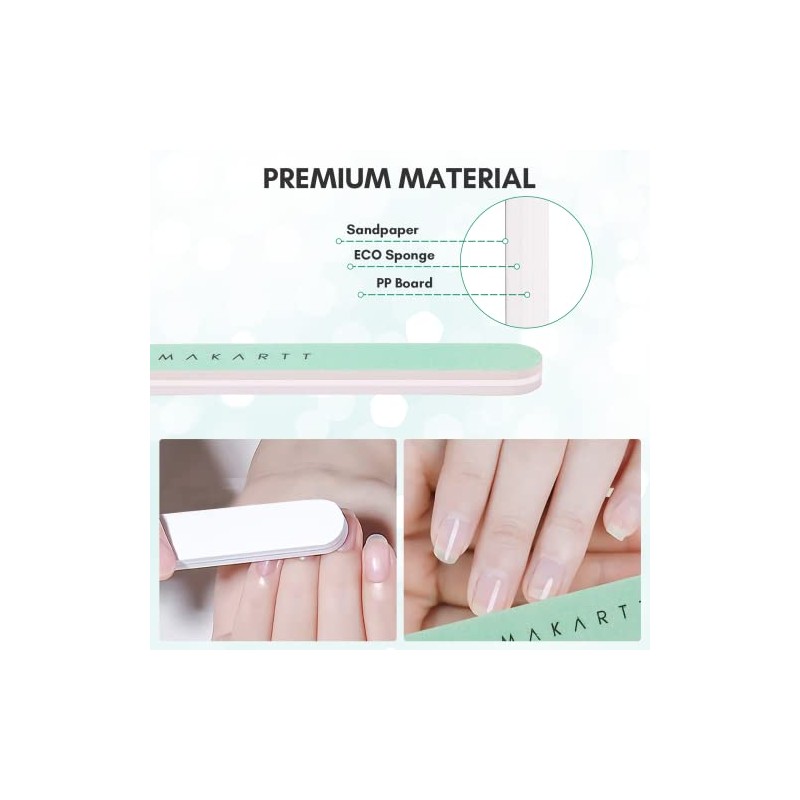 MAKARTT 10pcs Fine Nail Buffer File Polisher Smooth and Shiny