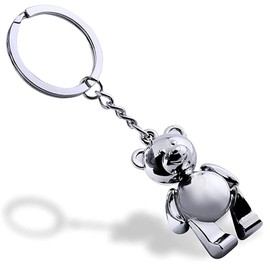 Katenpid Cute Metal Bear Keychain Limbs Removable Teddy Bear Keyring (Silver)