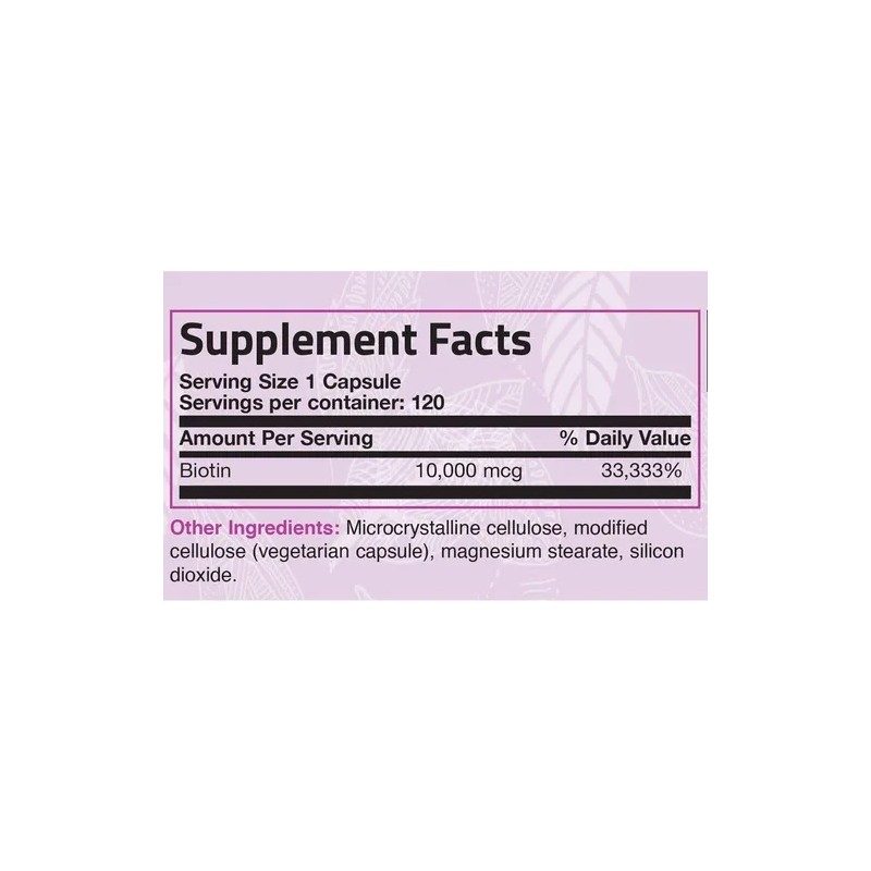 Suplemento Nutricional Biotina Bronson 10,000 mcg 120 Cápsulas Vegano