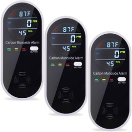 WESHLGD Carbon Monoxide Detectors, Plug in Type CO Alarm Monitor with Clear LCD Display, 3-in-1 Carbon Monoxide Detector (CO, Temperature and Humidity Display), Easy to Read & Install, KH106, Black