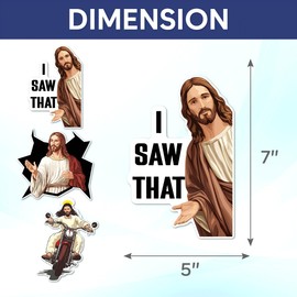 Pack 3 Pcs Christian I Saw That Jesus Sticker for Cars Vehicles Trucks Laptops Car Window Funny Sayings Bumper Stickers Reusable Removable Vinyl Wall Decals Exterior Accessories