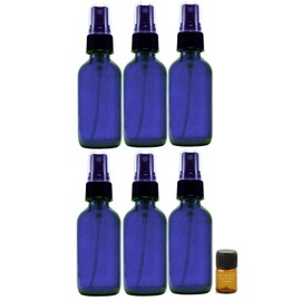 Perfume Studio 6 Piece Set; 2oz Blue Glass Spray Bottles with a Bonus 2ml Perfume Studio Fragrance Sample (Mist Sprayer Cobalt Bottles)