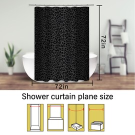 ZTTXL Leopard Cheetah Shower Curtain (72" x 72"), Black Leopard Cheetah Print Shower Curtain,Polyester Fabric Print Shower Curtain Set for Bathroom with 12 Hook (Black Leopard Cheetah Print)