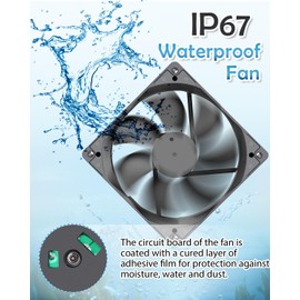 GDSTIME 120mm x 25mm Waterproof Fan, 24V DC IP67 Rating High Speed Dual Ball Bearing Brushless Computer Case Cooling Fans 2-Pin for RV Fridge, DIY Ventilation Exhaust Projects, 2-Pack