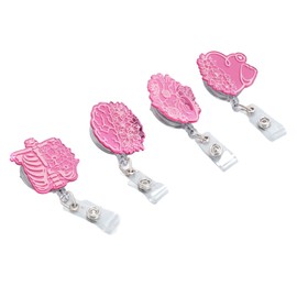 Retractable Badge Reel, 4 Pack Decorative Nurse Badge Holder for Students