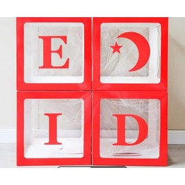 Blue letters/Clear Eid Mubarak gift/decoration boxes, party supply decorations DIY necessary