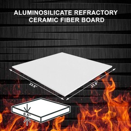 Ceramic Fiber Insulation Board - 2300F - 1/2" x 23.6" x 23.6" - Fireproof Insulation Board for Wood Stoves, Pizza Ovens, Forges, Kilns, Furnaces, Boilers, Fireplace, Baffle Board - Pack of 1