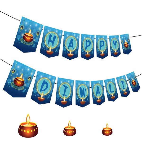 Happy Diwali Banner NOT NEED DIY Diwali Decorations Deepavali Decorations Mother Laxmi Happy for Festival of Lights Party Banner