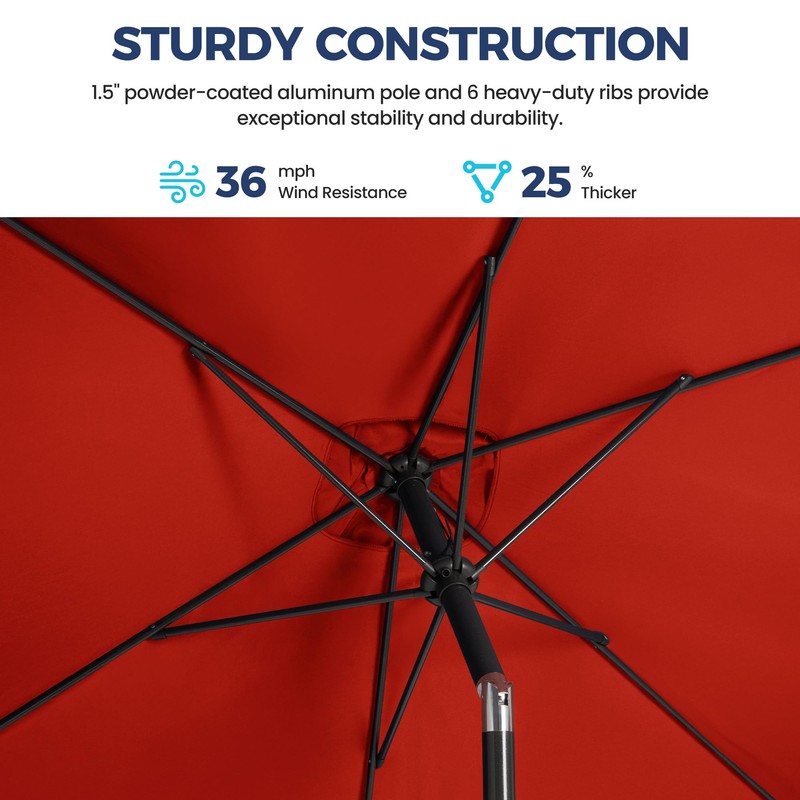 SUNVIVI OUTDOOR 6.5 x 10 Ft Rectangular Patio Umbrella Aluminum