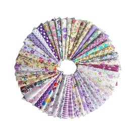 TPZORJX 50 Pieces Patchwork Fabric Package 10 cm x 10 cm Floral Pattern Printed Colour System Patchwork Fabrics Colourful Cotton Fabric Set Printed Fabrics for Dollhouse Accessories Clothing DIY