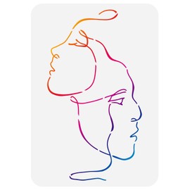FINGERINSPIRE Abstract Faces Stencil 8.3x11.7 inch Two Women Face Stencil Template Plastic Faces Line Pattern Painting Stencil Reusable Stencils Decoration Stencil for Wall Furniture Decor