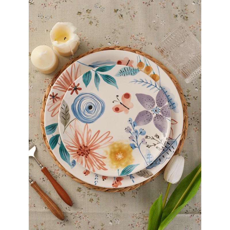 Bico Blossom Symphony Ceramic Salad Plates, 8.75 inch, Set of
