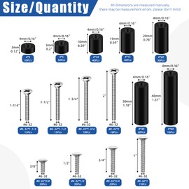 Glarks 385pcs White Wall Plate Screw Set, 3/8 Inch 1/2 Inch 3/4 Inch 1 Inch Long, Outlet Plate Screw and Long Electric Outlet Screw with Nylon Round Spacer, Switch Panel Screw