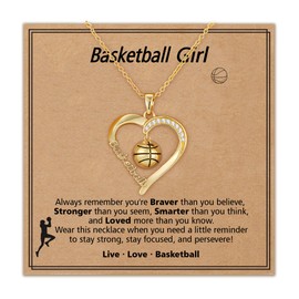 Lydow Basketball Necklace Gifts for Teen Girls, Stuff Accessories Jewelry Players Team Sport Ornament Coach Birthday Christmas Decor Gear Things Women 8-12 12-14 Her Gold