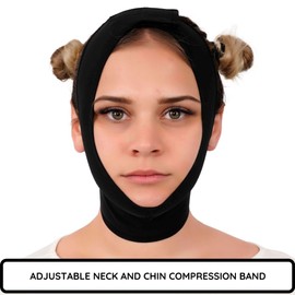 Post Surgery Neck and Chin Compression Garment Wrap Bandage for Women, Face Slimmer