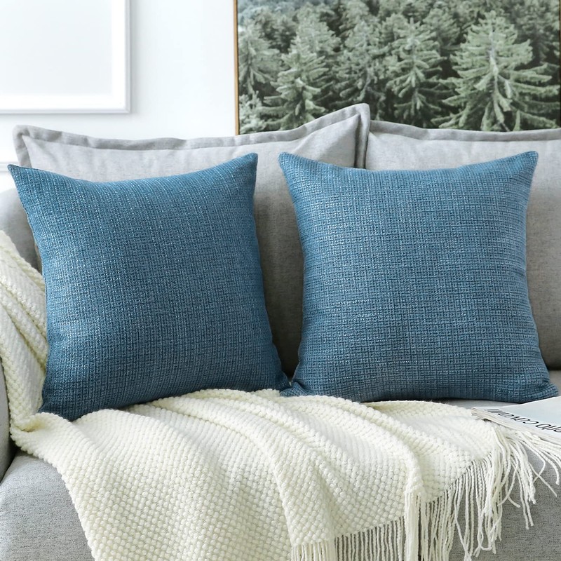 Artscope Cushion Covers Set of 2 Linen Decorative Square Pillowcases