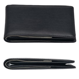 WULOUJIE Ultra-Thin Folding Leather Wallet for Men, Slim Brief Credit Card Men's Minimalist Wallet(BLACK)