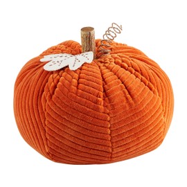 Mud Pie Orange Corduroy Pumpkin Sitter, 11.5" Dia x 9.5"
