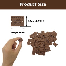 Hezhou Pack of 100 Handmade Label Handmade Leather Labels Label Handmade Labels Sewing PU Handmade Label Perforated Design for Sewing Quilts, Scarves, Hats, Bags (Square)