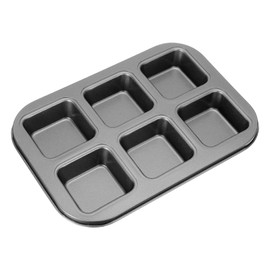 uxcell Square Muffins Pan 6-Cup Grey Nonstick Square Cupcake Pan Metal Baking Molds Pan All Edges Cupcake Pan for Oven Baking, Cornbread, Cupcakes, Cookie, Bread