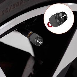 GHVACZS Pack of 16 Car Valve Caps with Labeling, Car Valve Caps with Seal, Black Car Valve Cap for Cars, SUVs, Motorcycles