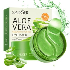 Augenpads Aloe Vera, 60pcs Kollagen Augenpads Gegen Augenringe, Augenpads Hyaluronsäure Collagen, Hyaluron Eye Pads Augenmaske Gegen Tränensäcke Falten Dunkle Kreise Puffiness, Eye Patch Hydrogel