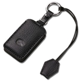 Jayanes Genuine Leather Key Fob Cover Compatible with Mazda 3 6 CX-5 CX-9 CX-30 CX-50 CX-90 MX-5 CX5 CX9 CX30 CX50 CX70 CX90 MX5, Key Case with Keychain & Lanyard for Mazda Key Fob (4 Buttons, Black)
