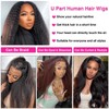 U Part Wigs Human Hair Kinky Straight Glueless Wig Human