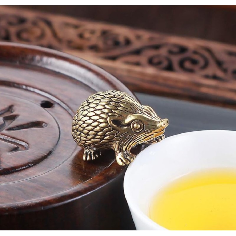 DMtse Brass Mini Adorable Animal Hedgehog Decor Statue Figurines for