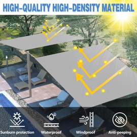 Waterproof Awning, Rectangle, Premium Polyester, Many Lengths and Widths Available, Eyelets and Rope, Sun and Wind Protection, 95% UV Protection, Tear-Resistant, Weatherproof, 1.5 x 2 m, Light Grey