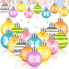 Syhood 24 Pcs Easter Ball Ornament 2 Inch Easter Hanging Tree Decorations Bunny Rabbit Egg Flower Hanging Ornaments Home Decor for Spring Basket Stuffer Fillers Party Decor Supplies