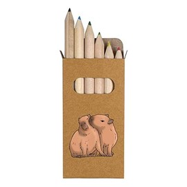 Azeeda 6 x 'Kissing Capybara' Short 85mm Pencils/Coloured Pencil Set (PE00050488)