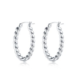 Earrings for women in the shape of large braided hoops. Gold-plated/silver plated hoop earrings surgical steel earrings ideal as a gift. Earrings girls. Jewellery women's earrings, Gold - silver, Not