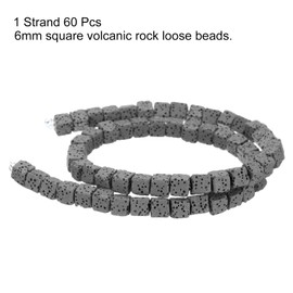 uxcell Grey Lava-Rock Stone Beads for Jewelry Making 6mm Essential Oil Diffuser Stone Beads, Square, 60pcs