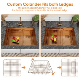 Davivy 31 Inch Kitchen Sink, 31x21 Inch Single Bowl Undermount Workstation Sink with Double Track, 16 Gauge Rose Gold Stainless Steel Work Station Kitchen Sink with Multiple Accessories