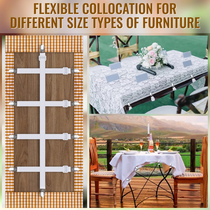 6 Pack Hidden Strap Tablecloth Clips, Black