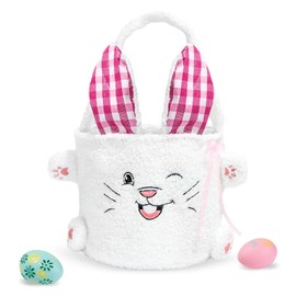 Yanghad Children's Easter Basket with Handle, Easter Basket Easter Bunny, Easter Nest for Filling, Easter Nest Crafts Rabbit, Basket Easter (Pink)