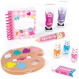 Make It Real: Work of Art Cosmetic Set - 11pc Makeup Kit, Paint-Shaped Eyeshadow Palette, Lip Gloss Tubes, Nail Polish, Sketchbook, Tween-Girl-Kids 8+
