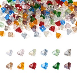 Cheriswelry 165Pcs Transparent Triangle Glass Beads 4.5mm Colorful Faceted Crystal Beads Bulk 11 Styles for DIY Necklace Bracelet Earrings Jewelry Making Crafts