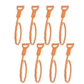 Pack of 8 Channel Clog Remover, Drain Clog Remover Tool, Hair Catcher Cleaning Tool, Drain Drain Sink Clog Remover, for Kitchen Sink, Bathroom, Bathtub (Orange)
