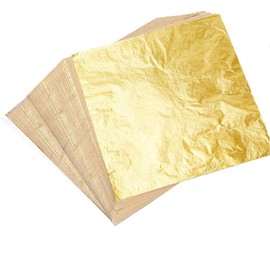 100 Sheets Imitation Gold Leaf Foil Paper for Arts, Gilding Crafting, Decoration, Furniture, 5.5 by 5.5 Inches