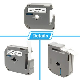 6X XemaX 12mm x 8m Label Tape Replacement for Brother MK-231bz M-K231 MK231 Black on White Brother P-Touch M Tape Compatible for Brother PT-65 PT-90 PT-M95 PT-80 PT-100 PT-110 PT-70 PT-85 PT-60