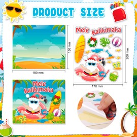 HOWAF 24 Pieces Summer Christmas Scene Stickers Craft Kit, Christmas Stickers Decorations Make a Beach Santa Scene Sticker DIY Summer Xmas Craft for Mele Kalikimaka Crafts Home Classroom Game Activity