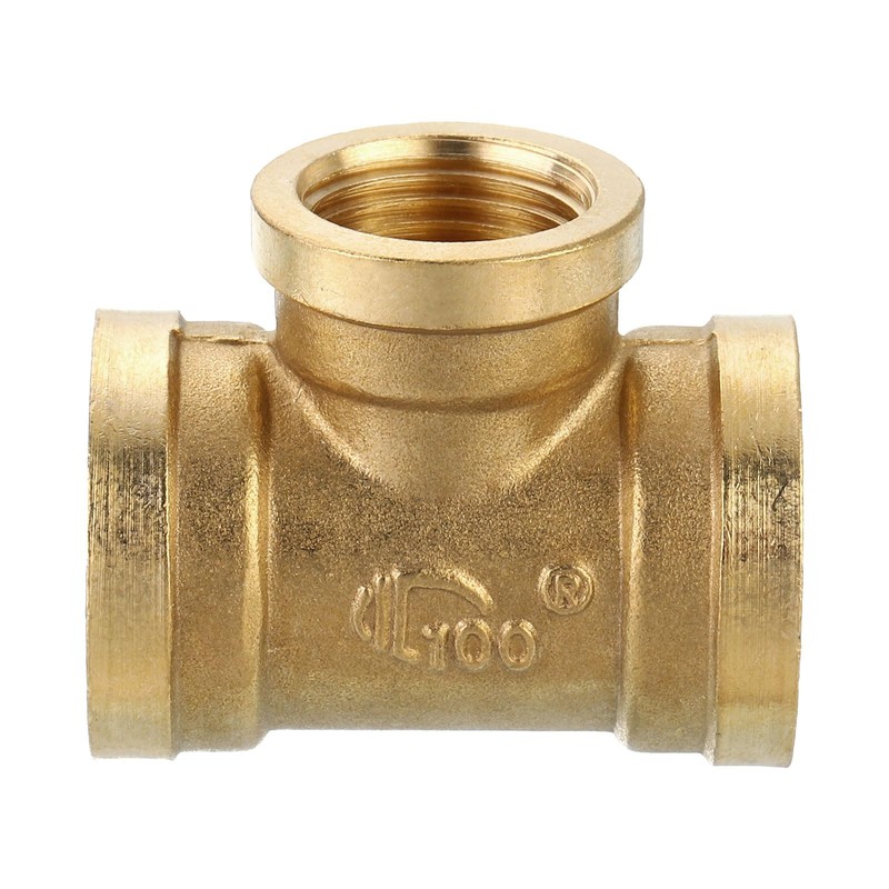 QUARKZMAN Brass Tee Pipe Fitting, 3/4" x 1/2" x 3/4"