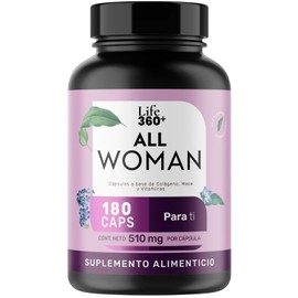 Life 360 All Woman | 180 cápsulas | Cápsulas a base de colágeno, maca y vitaminas